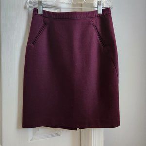 Loft Ponte Pencil Skirt, burgundy, size 0P